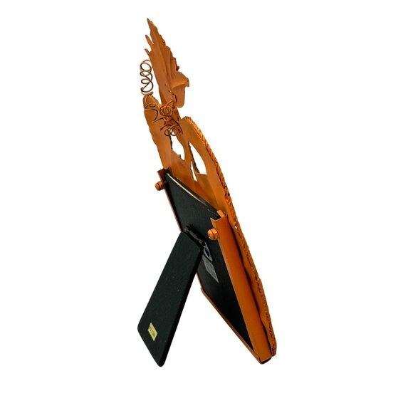 Rustic Halloween Metal Picture Frame Jack O Lantern Pumpkin Cross Stitch Candy - Picture 2 of 9